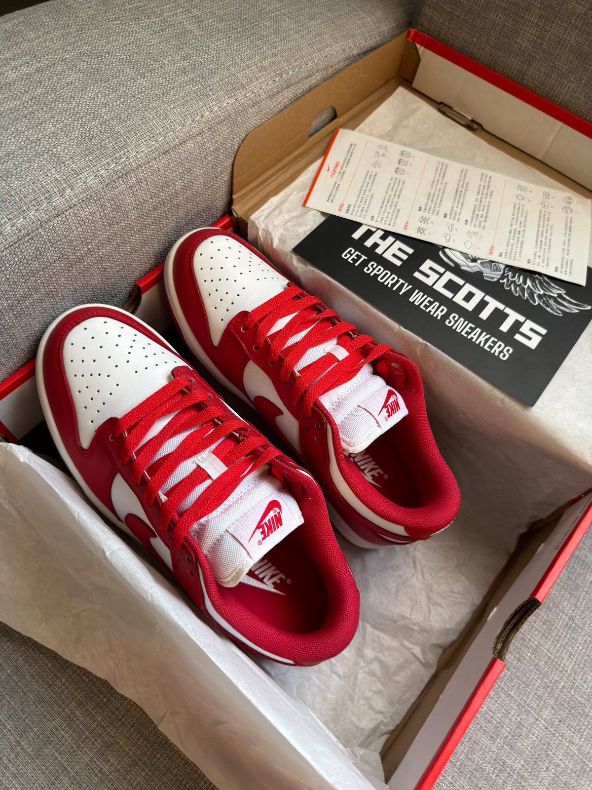 Nike Sb Dunk Low in White/Red University