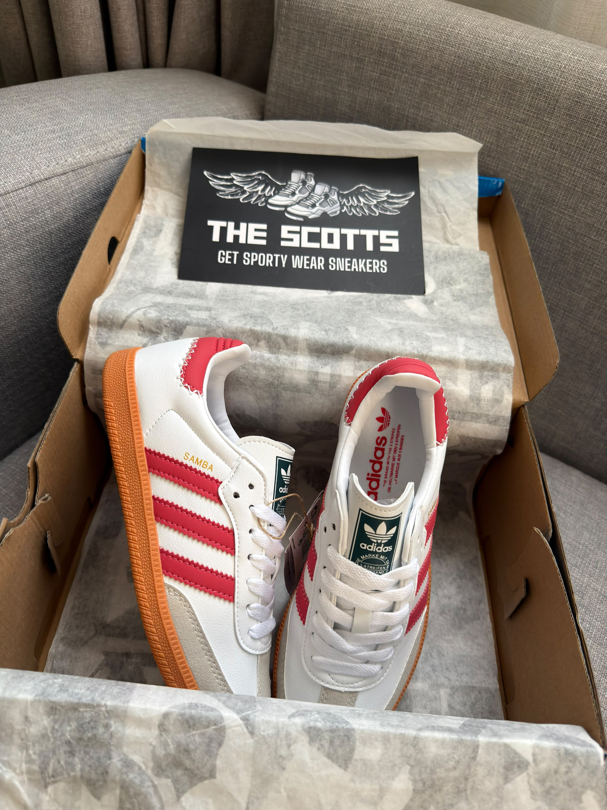 adidas samba white red gum