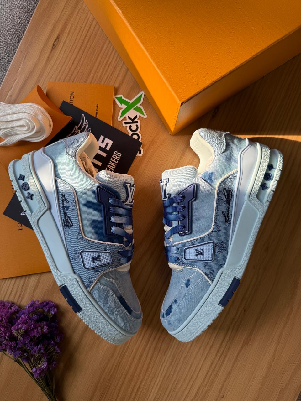 Louis Vuitton LV Trainer Blue Bleached Monogram Denim