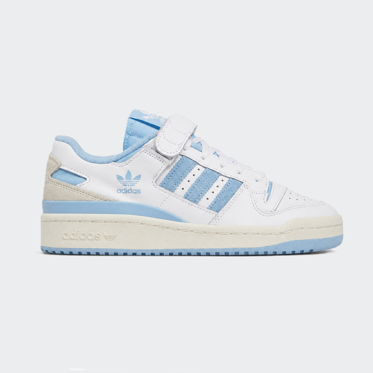 adidas forum in white clear blue