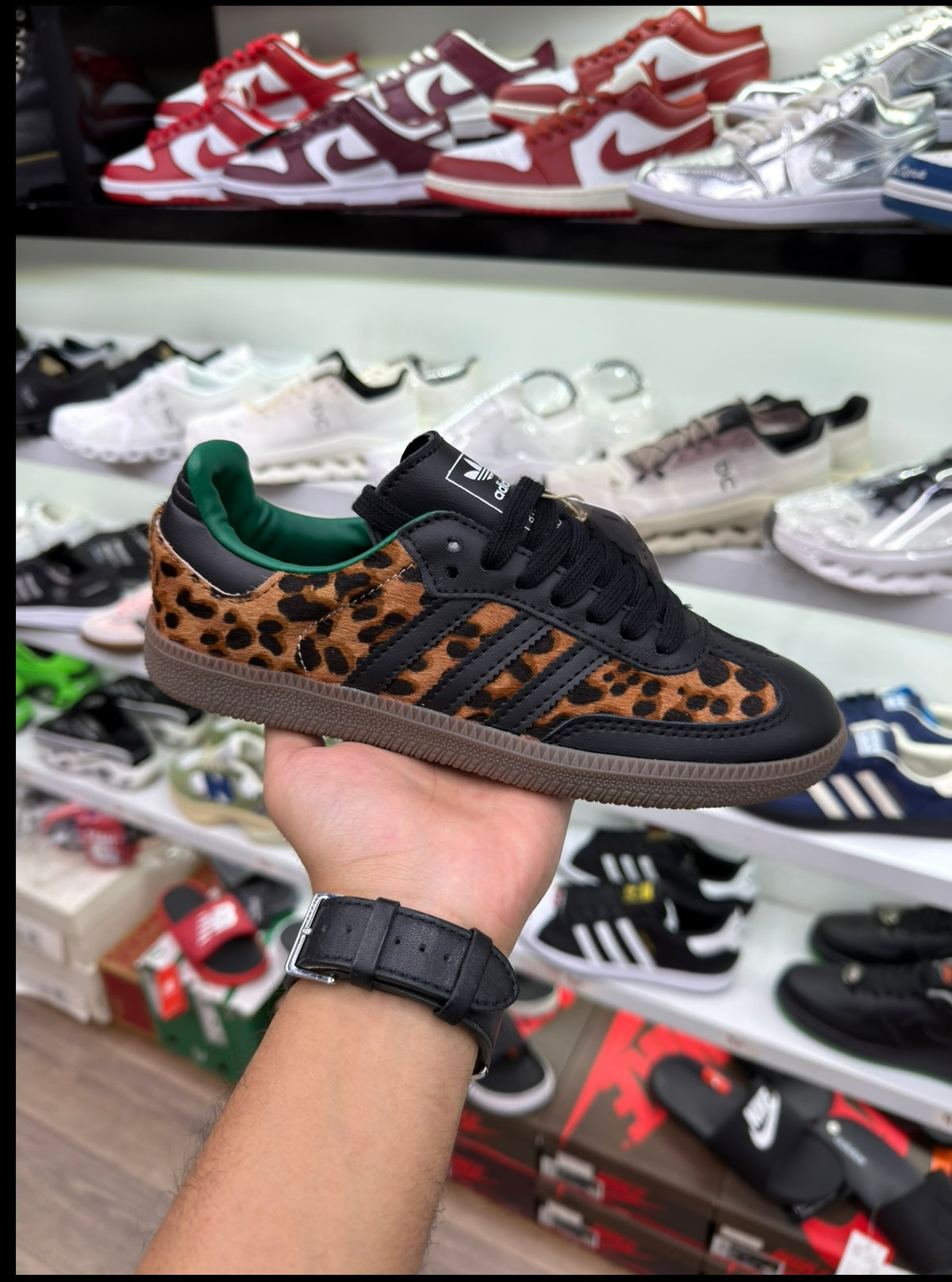 Adidas Samba Black Green Leopard