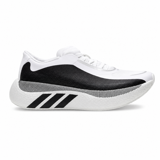 adidas Hyperboost Edge running shoe in a white and black
