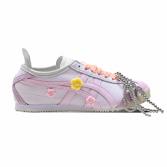 Onitsuka Tiger Mexico 66 pink floral charms silver-tone ball chain