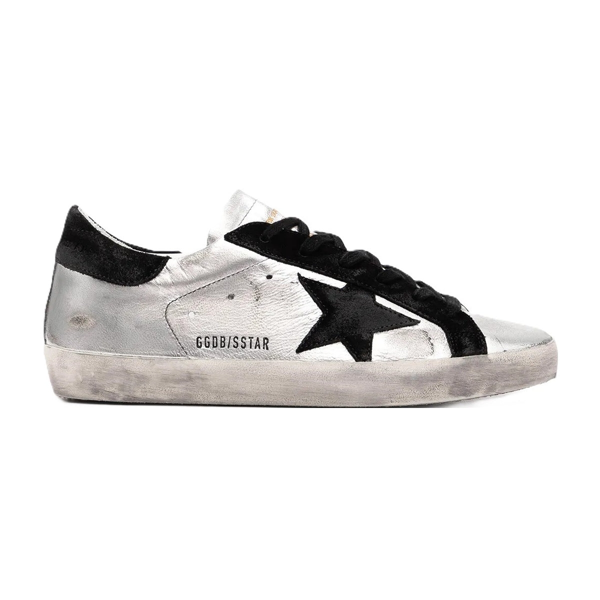 Golden Goose Super-Star trainers in silver leather