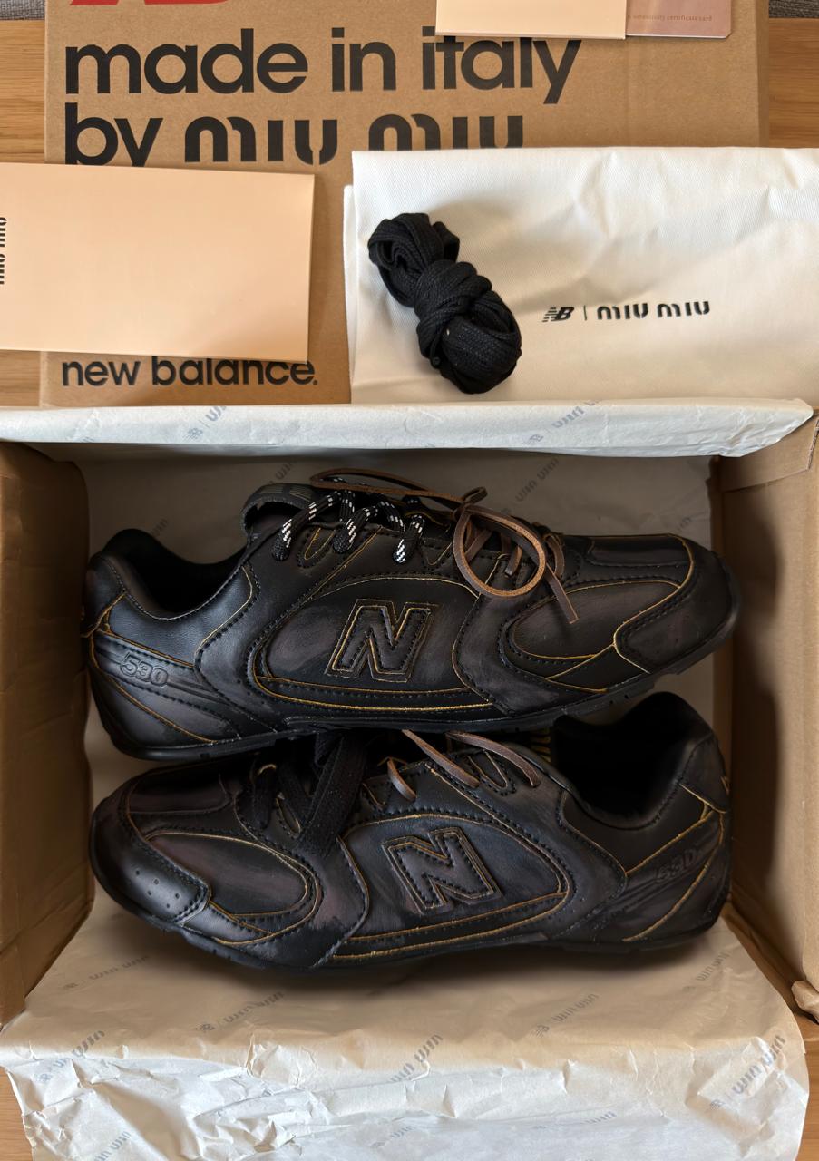 MIU MIU x New Balance black leather