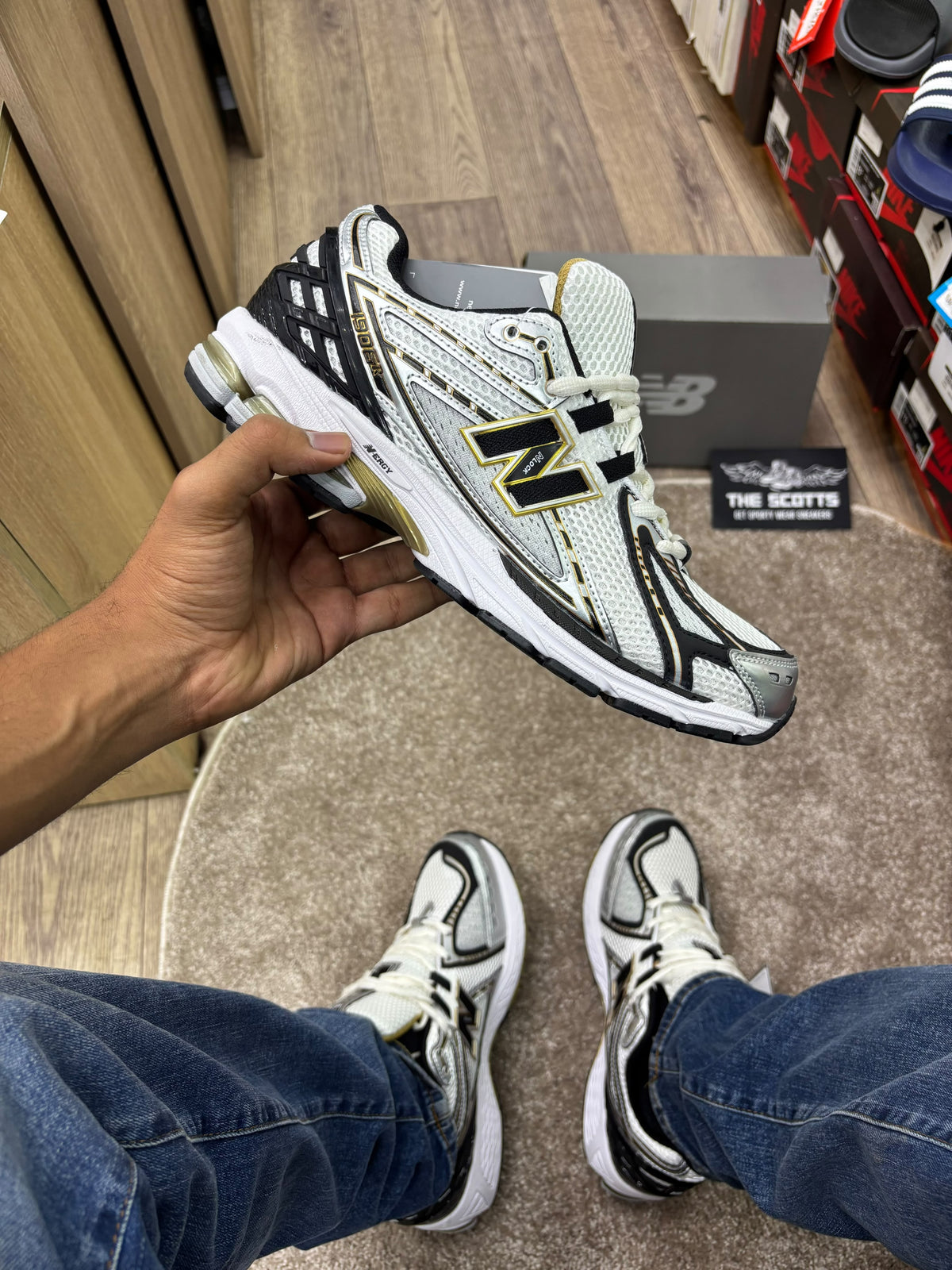 New Balance 1906R in the White and Metallic Gold