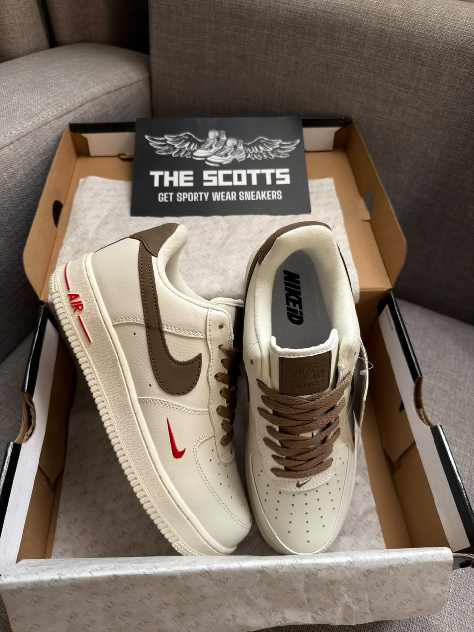Nike air force 1 brown red