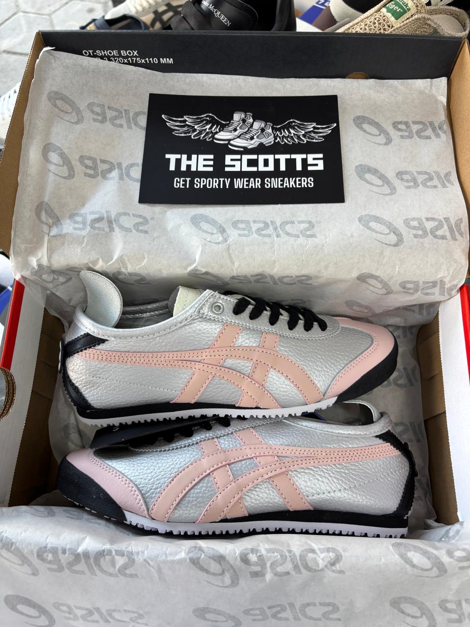 Onitsuka Tiger Mexico 66 in metallic silver and pink