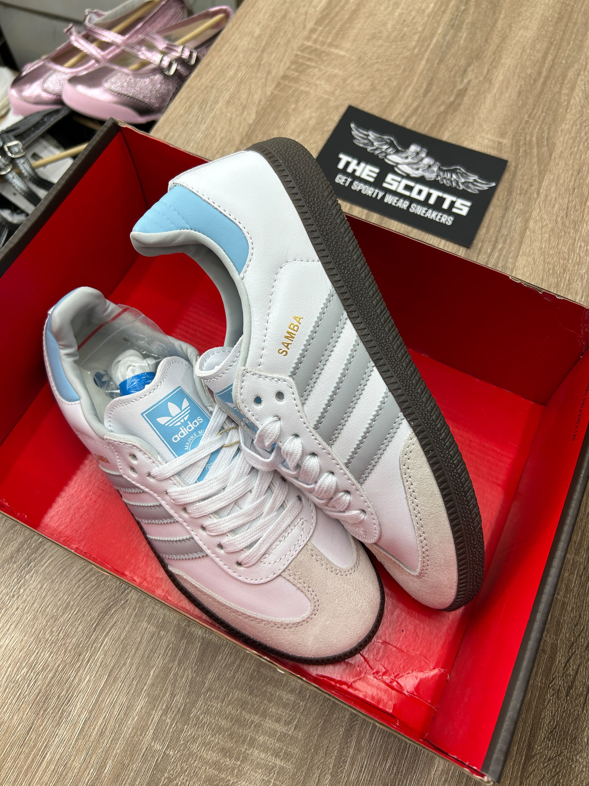 adidas Samba White Halo light blue