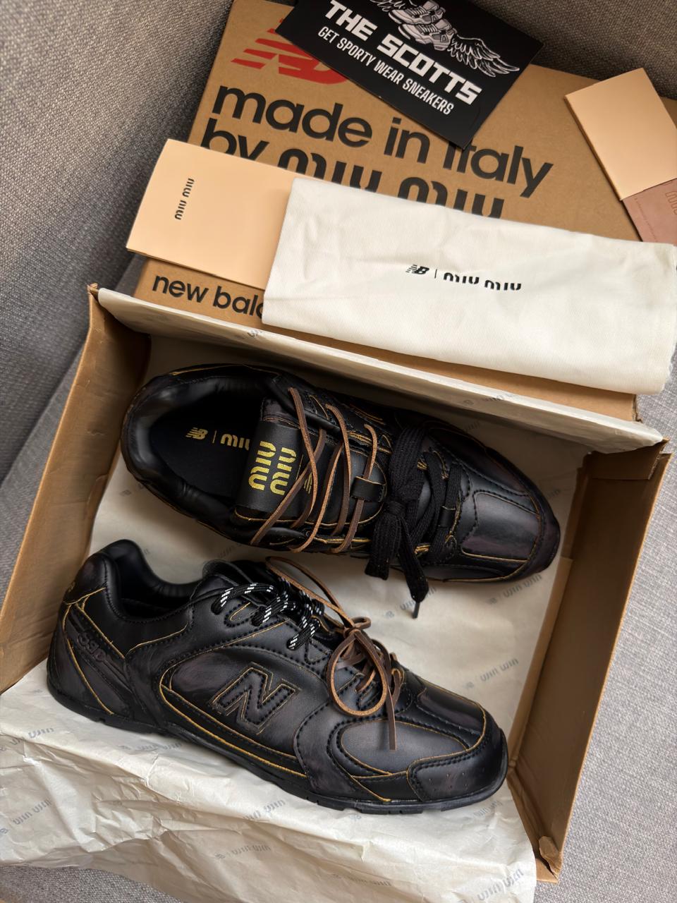 MIU MIU x New Balance black leather