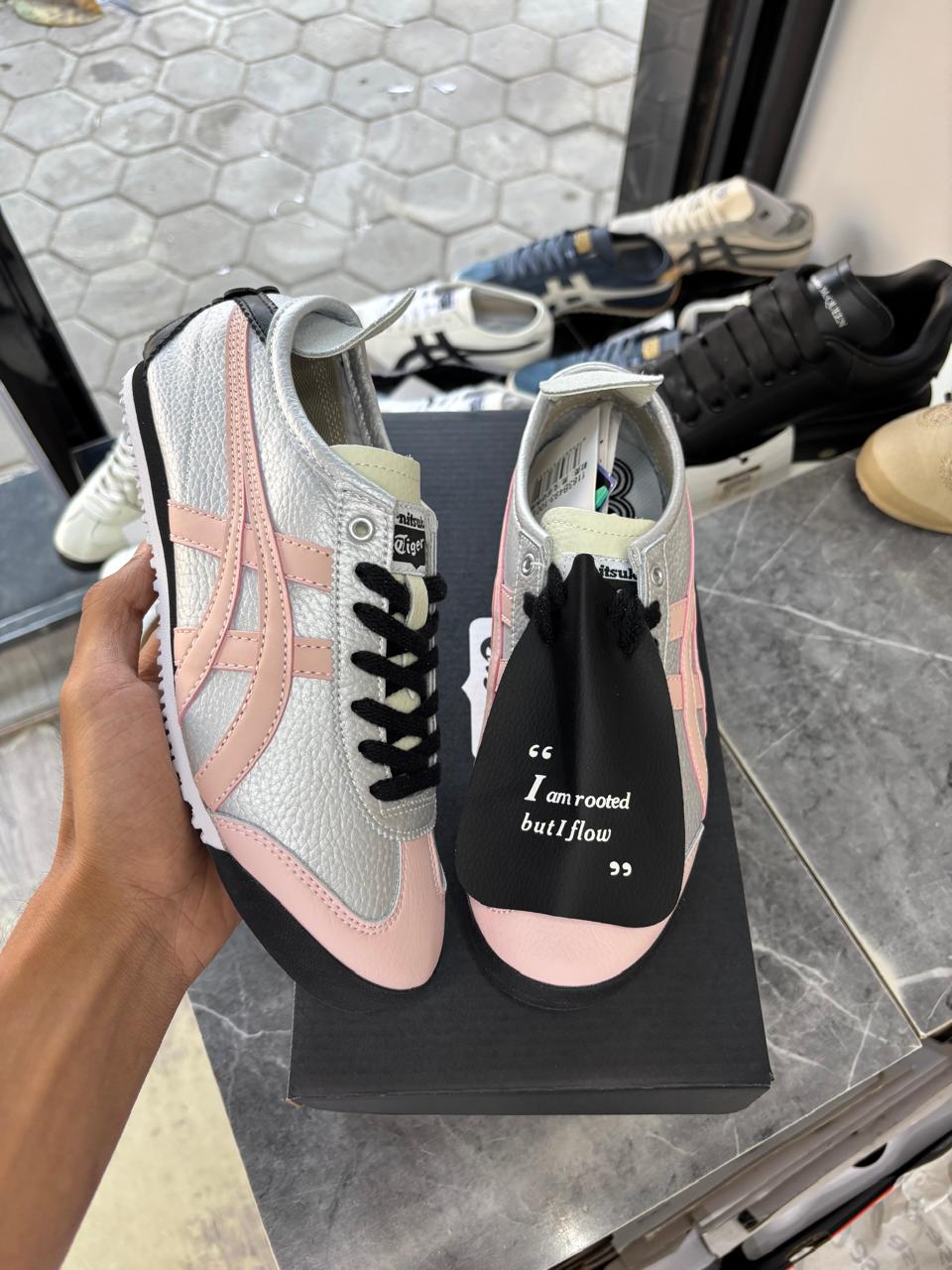 Onitsuka Tiger Mexico 66 in metallic silver and pink
