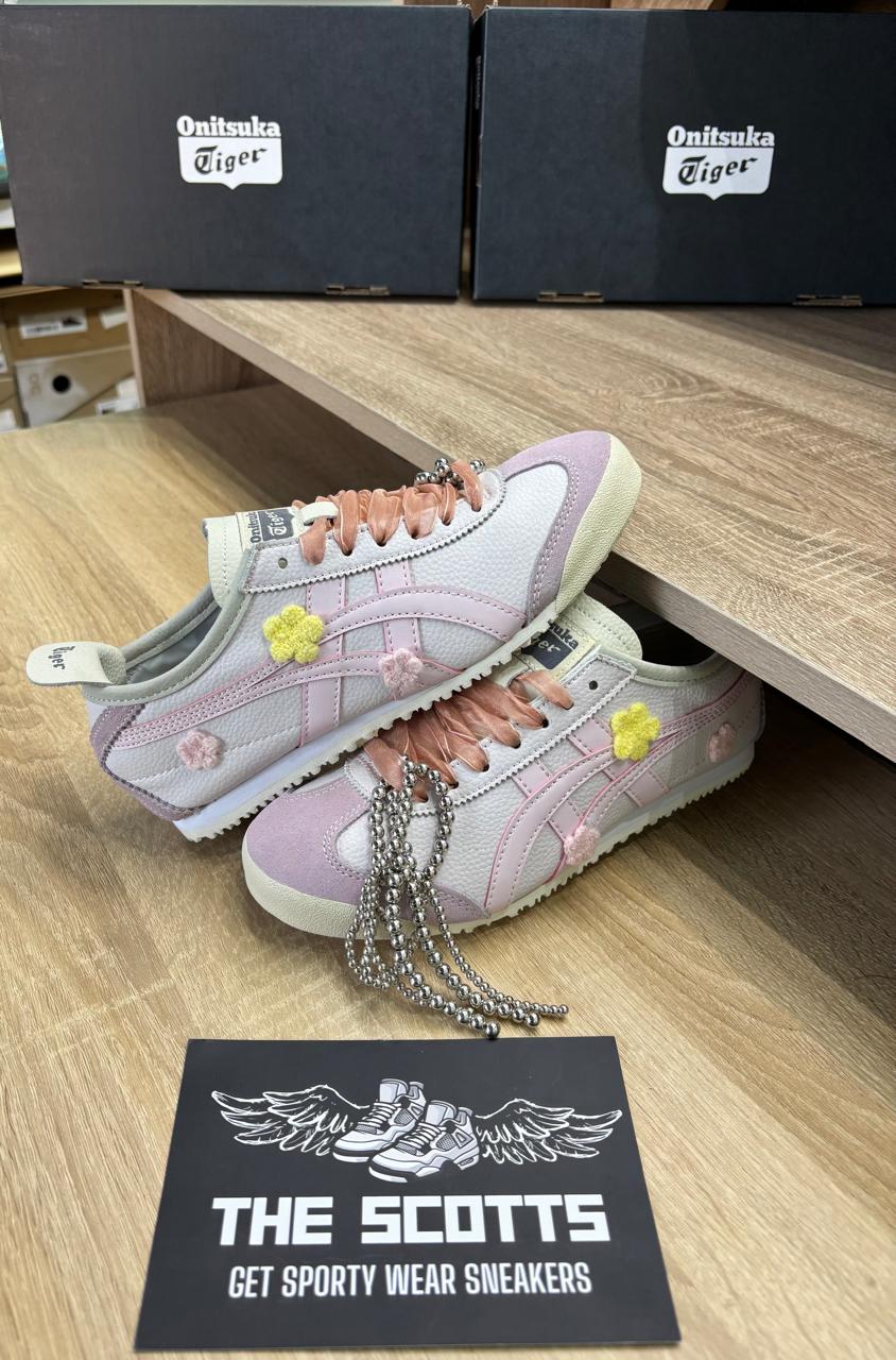 Onitsuka Tiger Mexico 66 pink floral charms silver-tone ball chain