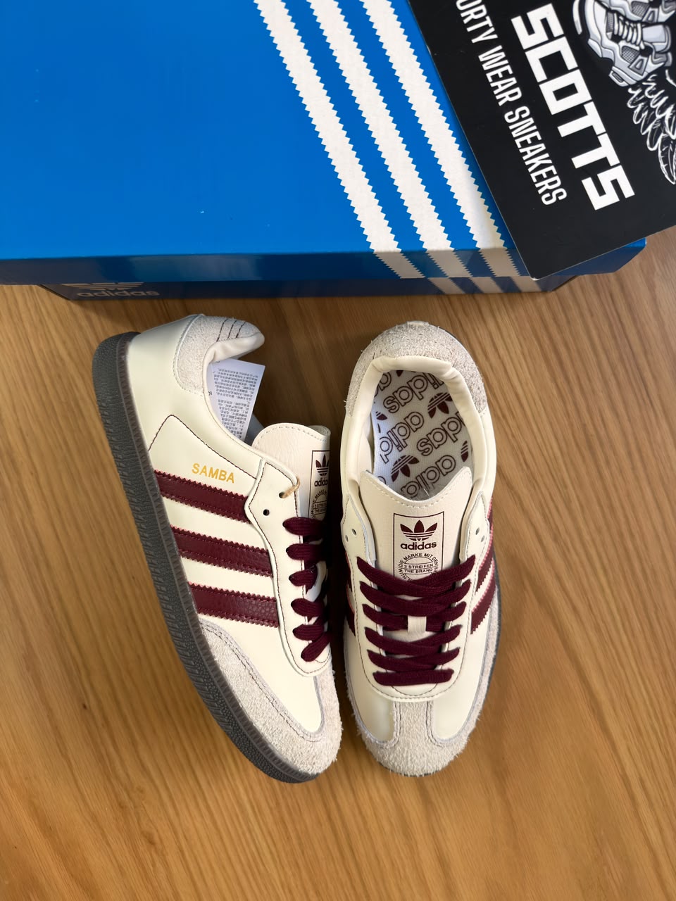 adidas samba white maroon
