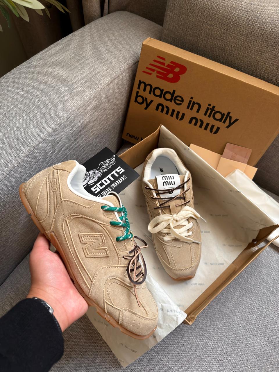 MIU MIU x New Balance beige suede