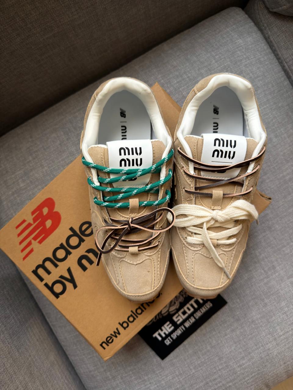 MIU MIU x New Balance beige suede