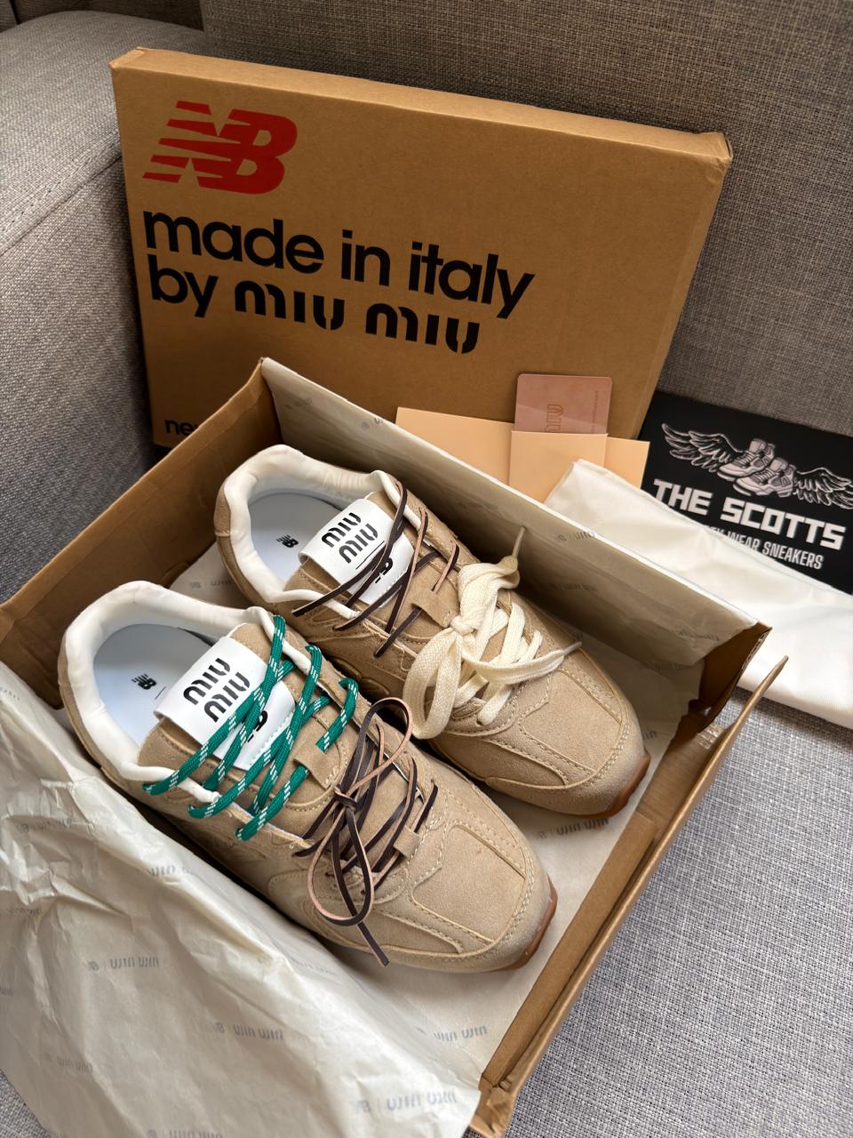 MIU MIU x New Balance beige suede
