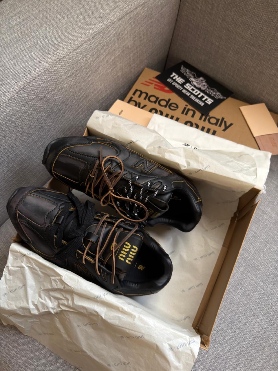 MIU MIU x New Balance black leather