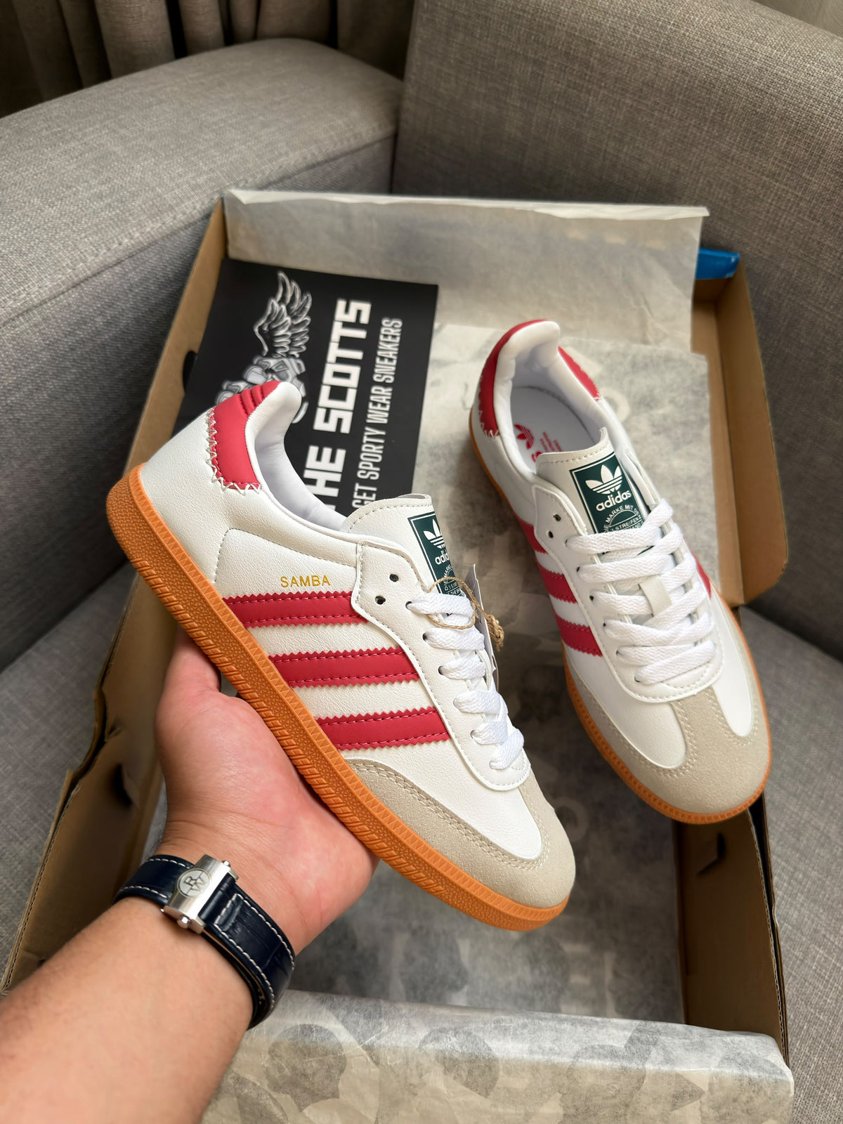 adidas samba white red gum