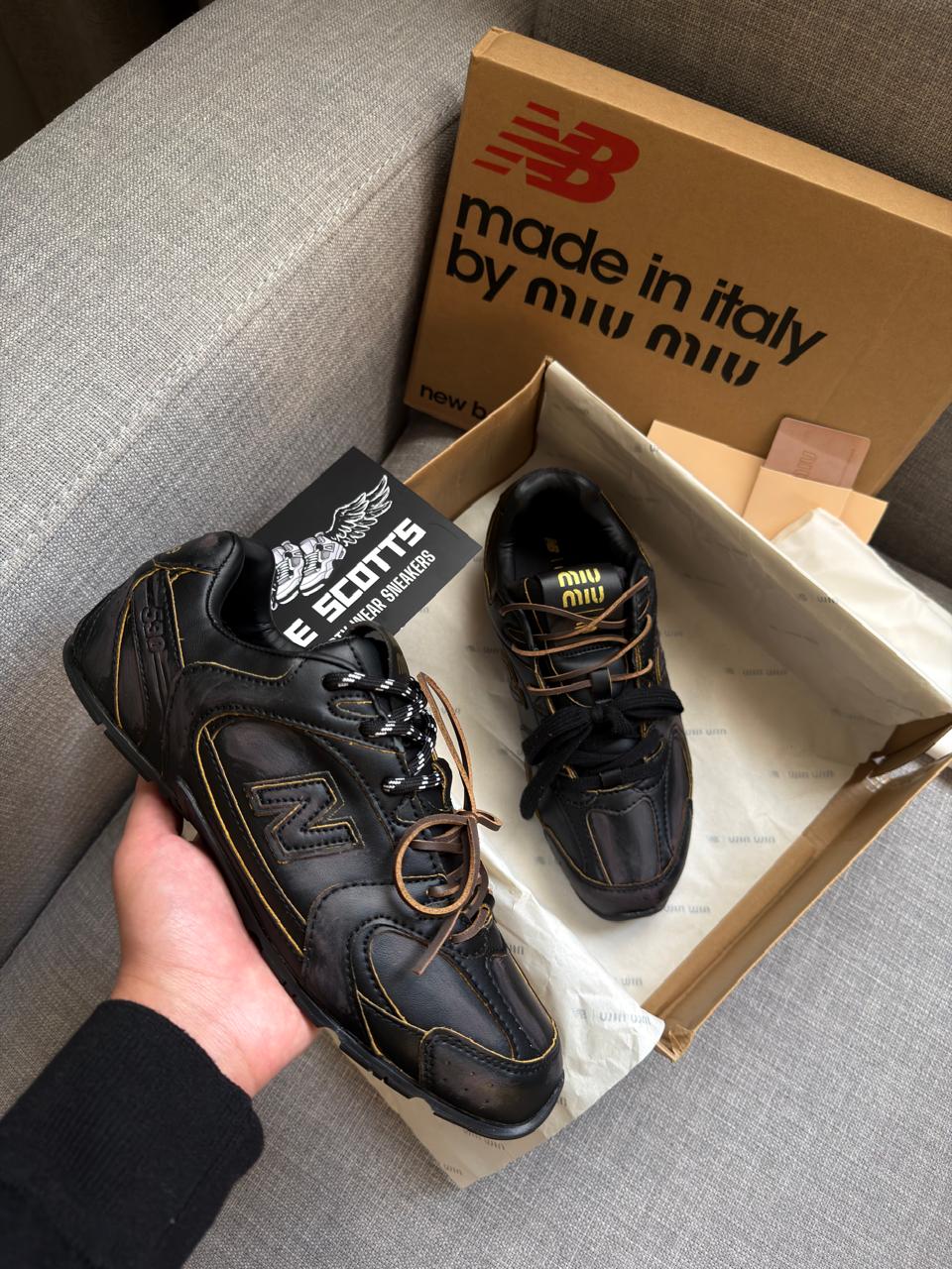 MIU MIU x New Balance black leather