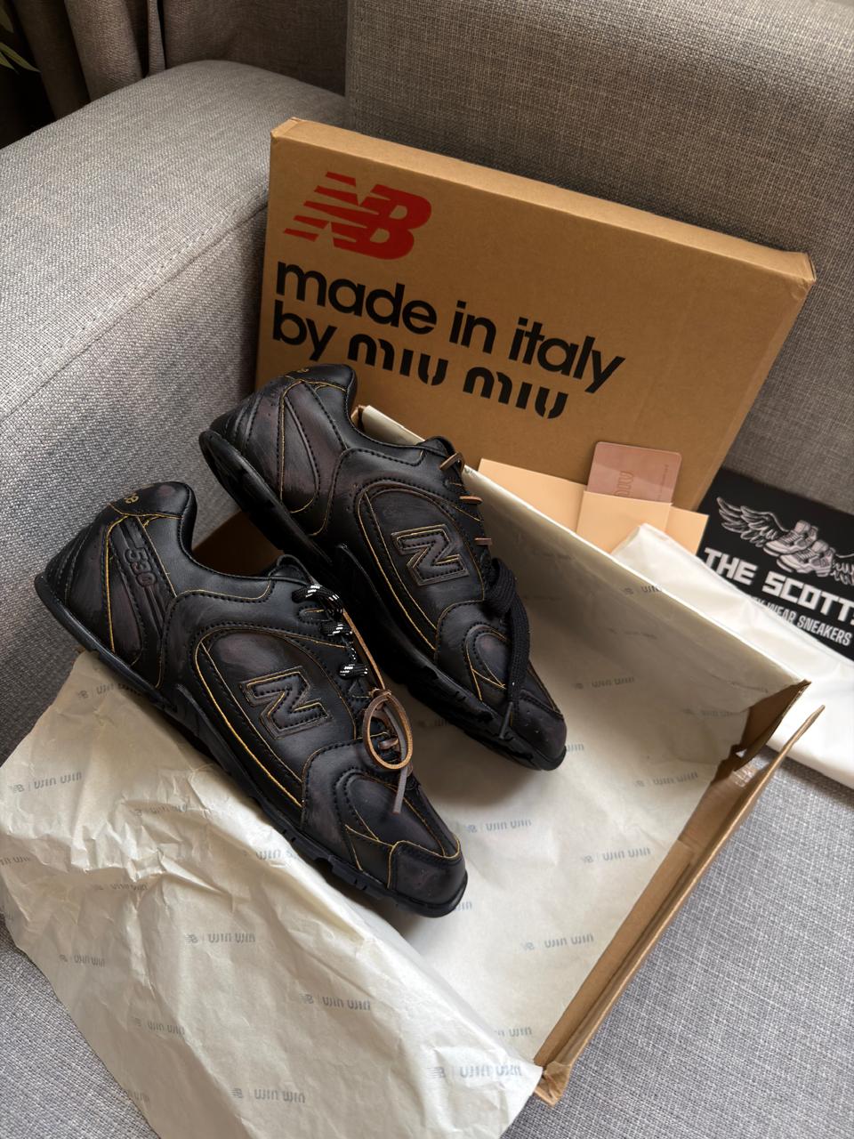MIU MIU x New Balance black leather